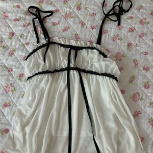 White and Black babydoll Top